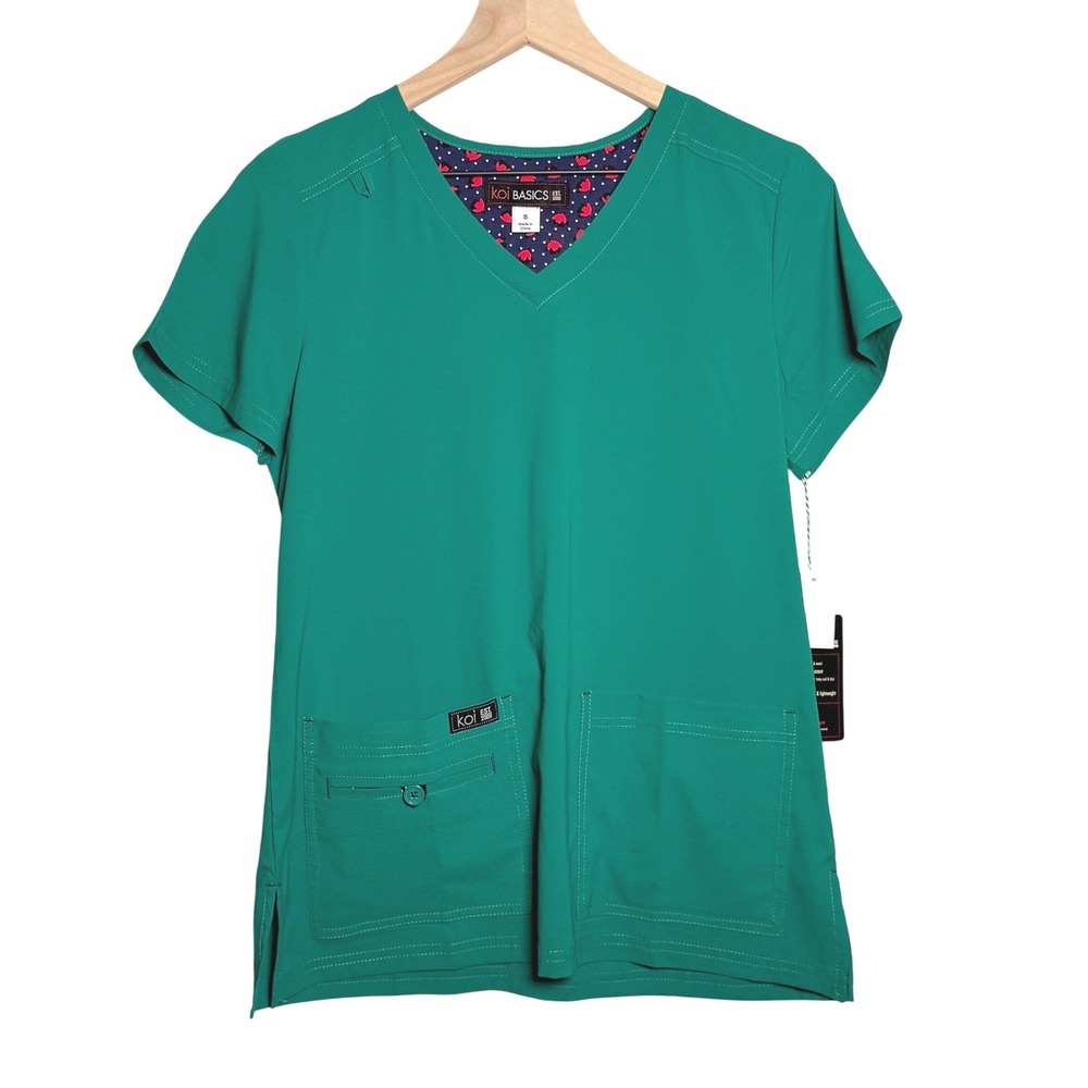 Koi Basics NEW Womens Becca Scrub Top S Green Nurse Medical Caregiver‎